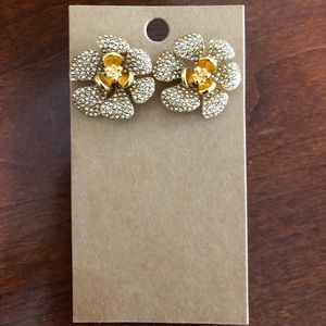 J. Crew gold icicle flower pave earrings
